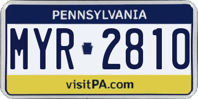 PA license plate MYR2810