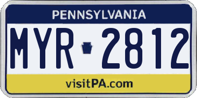 PA license plate MYR2812