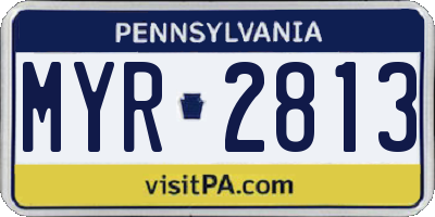 PA license plate MYR2813