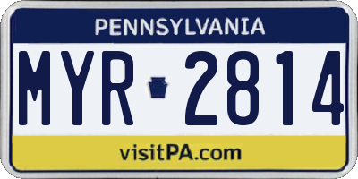 PA license plate MYR2814