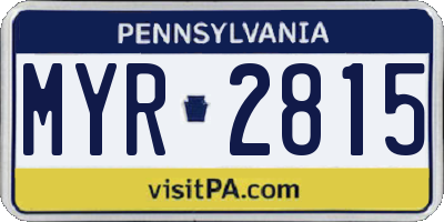 PA license plate MYR2815