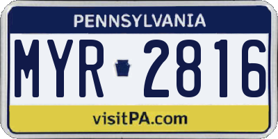 PA license plate MYR2816