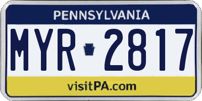 PA license plate MYR2817