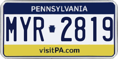 PA license plate MYR2819