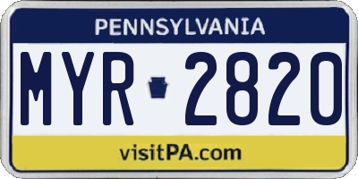 PA license plate MYR2820