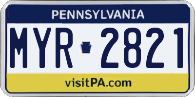 PA license plate MYR2821