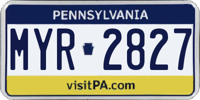 PA license plate MYR2827