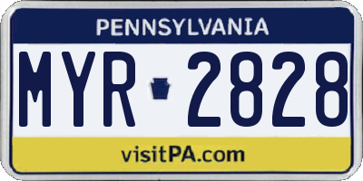 PA license plate MYR2828