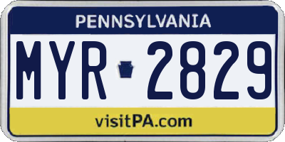 PA license plate MYR2829