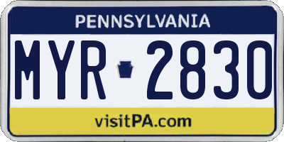 PA license plate MYR2830