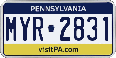 PA license plate MYR2831