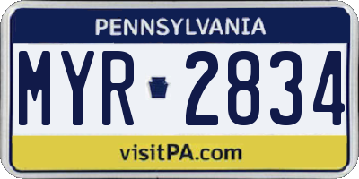 PA license plate MYR2834