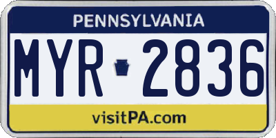 PA license plate MYR2836
