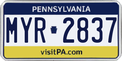 PA license plate MYR2837