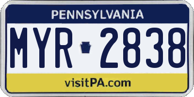 PA license plate MYR2838