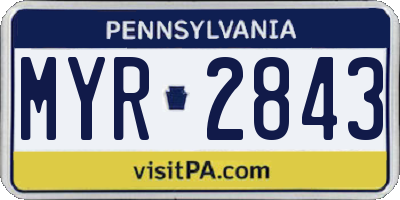 PA license plate MYR2843
