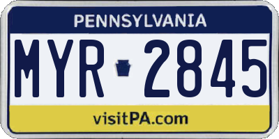 PA license plate MYR2845