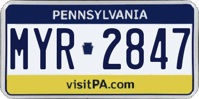 PA license plate MYR2847