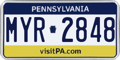 PA license plate MYR2848
