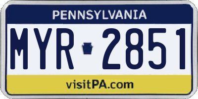 PA license plate MYR2851