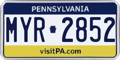 PA license plate MYR2852