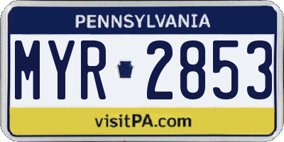 PA license plate MYR2853