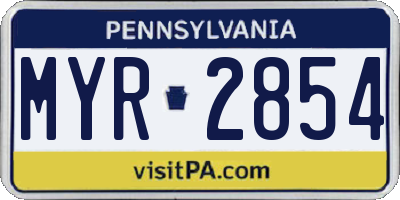 PA license plate MYR2854