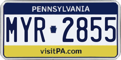 PA license plate MYR2855