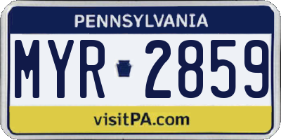 PA license plate MYR2859