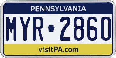 PA license plate MYR2860
