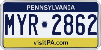 PA license plate MYR2862