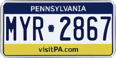PA license plate MYR2867