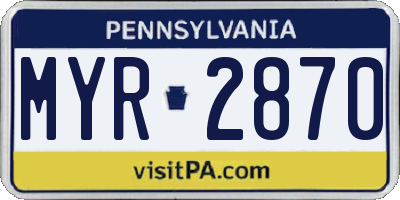 PA license plate MYR2870