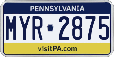 PA license plate MYR2875