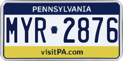 PA license plate MYR2876