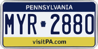 PA license plate MYR2880