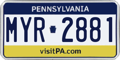 PA license plate MYR2881