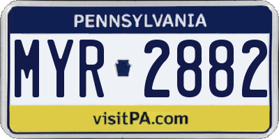 PA license plate MYR2882