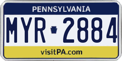 PA license plate MYR2884
