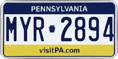 PA license plate MYR2894