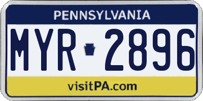 PA license plate MYR2896