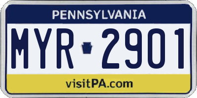 PA license plate MYR2901