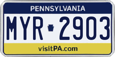 PA license plate MYR2903