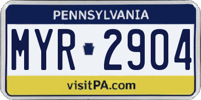PA license plate MYR2904