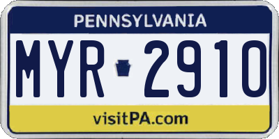 PA license plate MYR2910