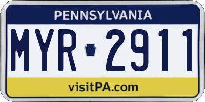 PA license plate MYR2911