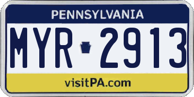 PA license plate MYR2913
