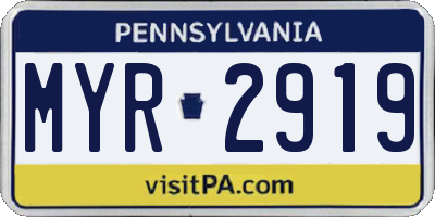 PA license plate MYR2919