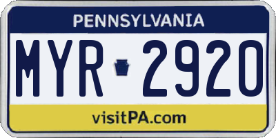 PA license plate MYR2920