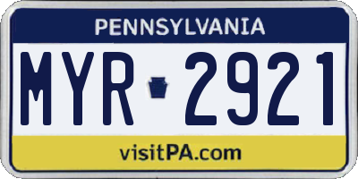PA license plate MYR2921